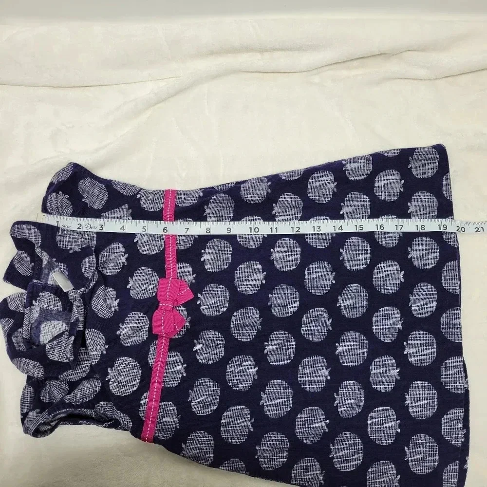 Gymboree Girls Size 4T Dress Navy Blue Apples Pink Ribbon Waist